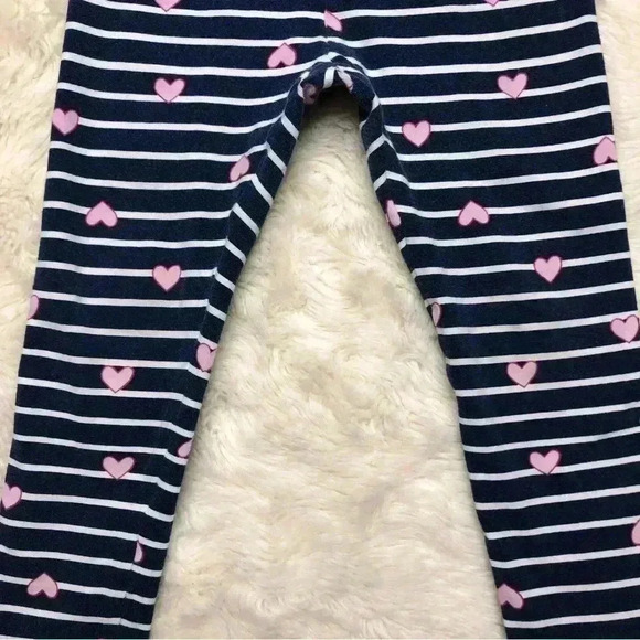 Kids  Headquarters Sweatpants Stripes / Hearts Blue/White/Pink Size 3T - Picture 2 of 16